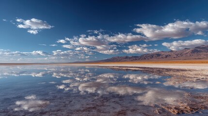Obraz premium Salt flat landscape with mountain reflection