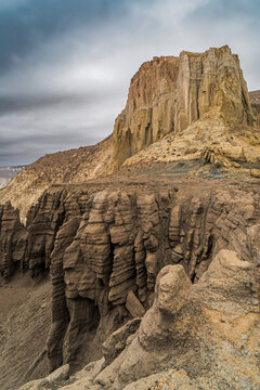Mountain deserts at the bottom of the dried-up Caspian Sea and the Tethys Ocean. A trip to the mountains in Kazakhstan in the Mangistaur region