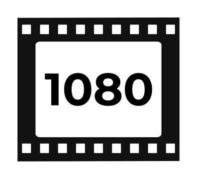 1080 icon in filmstrip frame on white background.