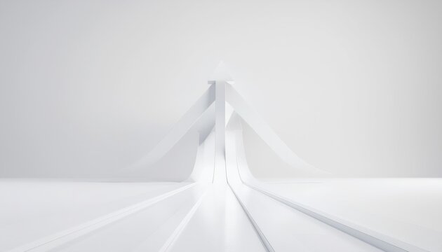 Modern minimalist white bridge structure in empty space