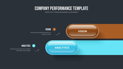 Fototapeta premium Creative Profile 2 Element Infographic Slide Layout. Project Strategy Two Option Diagram Slideshow Template. Corporate Performance Presentation Design Vector Illustration.