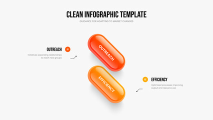 Project Strategy Two Option Infographic Slide Layout. Marketing Planning Frame Design Vector Illustration. Corporate Briefing 2 Element Diagram Presentation Template.