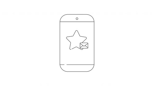 Smartphone Star Email Icon Animation - Tech Communication Concept.