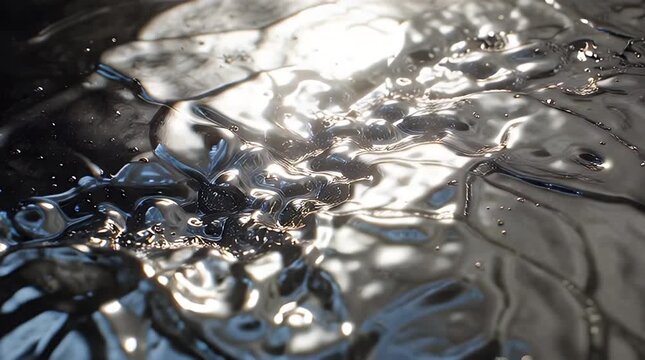 Abstract Liquid Mercury Metal Flowing and Merging Video.