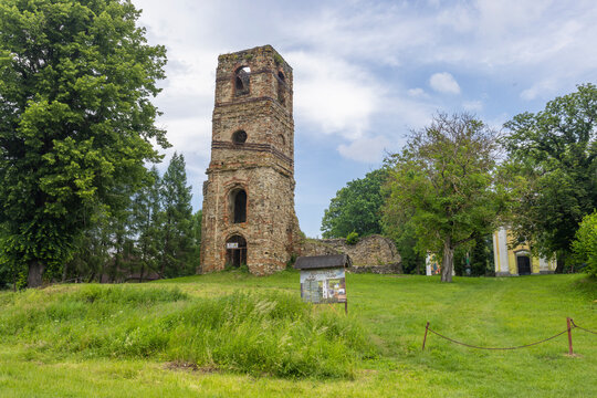 Ruin tower Greek Catholic Monastery Krasny Brod Slovakia