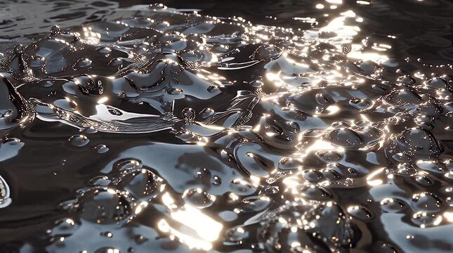 Abstract Liquid Mercury Metal Flowing and Merging Video.