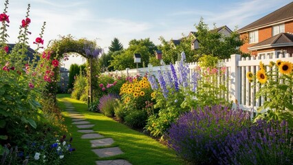 Garden path with flowers