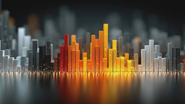 Abstract Cityscape: A vibrant abstract cityscape, comprised of multi-colored, rectangular blocks, creates a dynamic visual representation of urban energy, and modernization.