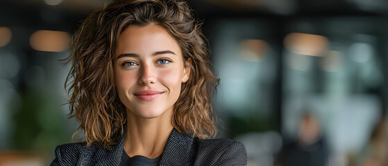 Fototapeta premium Happy, face and woman with arms crossed in office with business pride and corporate work. Smile, company and portrait of a female employee with confidence and professional empowerment at an agency
