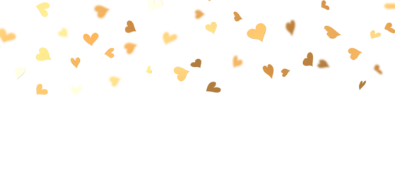 Golden hearts floating on air isolated on white