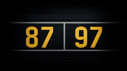 Digital scoreboard graphic showing vibrant contrast between numbers on a dark background