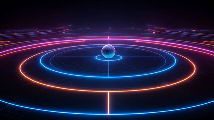 Abstract Neon Lines Forming a Football Field Pattern