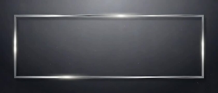 Minimal Silver Blank Frame on Dark Elegant Background with Soft Light Particles for Luxury Design Templates. Panoramic video