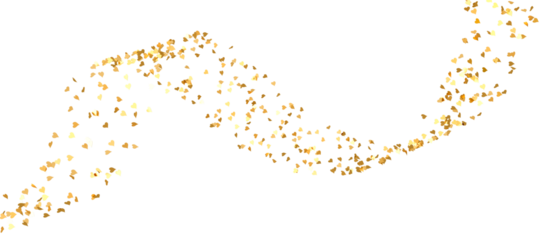 Golden hearts flying isolated on white