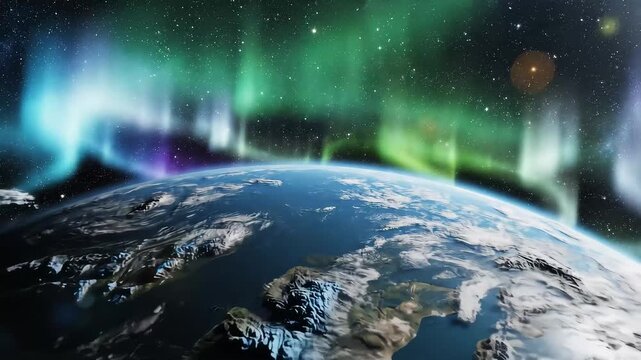 Beautiful colorful planet with glowing atmosphere background