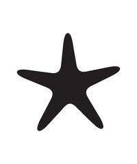 Fototapeta premium Black silhouette of a starfish, marine life, ocean creature, simple graphic icon.