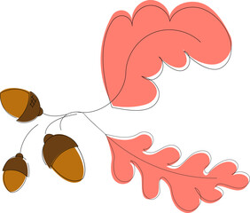 Vector illustration with acorns and leaves
