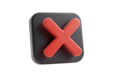 Fototapeta premium Red Cross Mark on Black Button 3D Icon