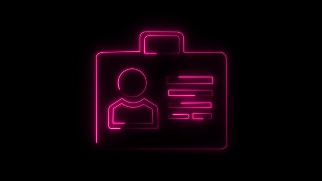 animation Neon Glowing Briefcase with User Profile Icon  animation on Dark Background