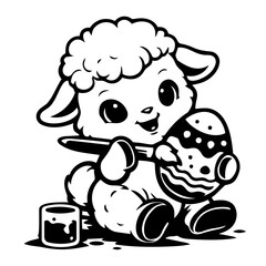 Osterl&auml;mmchen bemalt Ei Outlines Icon