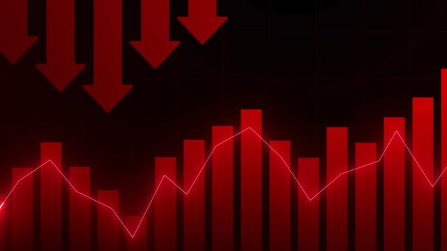 Candles and Chart and red candles trends for business analytics and volatility in stock exchange or crypto market. financial crises, risk management, crypto bear markets, and professional trading stra