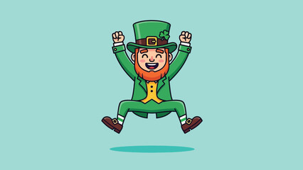 Naklejka premium Happy Leprechaun Jumping with Joy on St Patricks Day.