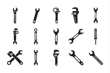 Obraz premium Wrench and Spanner Repair Icons for Maintenance Services, Workshop Branding, Industrial Marketing