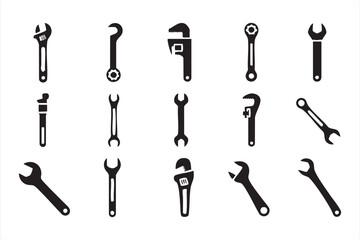 Naklejka premium Repair Wrench Symbols for Plumbing, Engineering, Construction Service Marketing