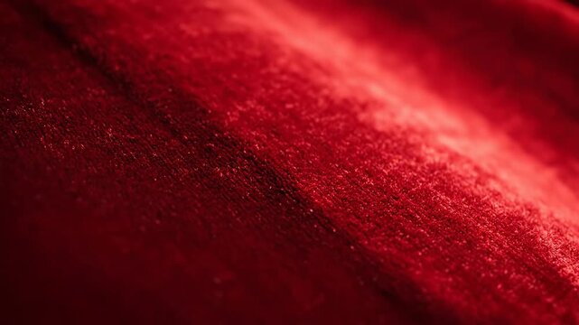 Close up of luxurious ruby red velvet fabric