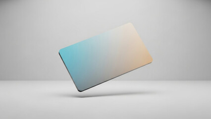 A sleek, modern credit card floats in mid-air against a clean, minimalist background with a subtle gradient effect.