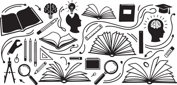 Education and learning concept with various school supplies