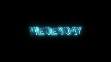 Neon blue Wednesday text on black background