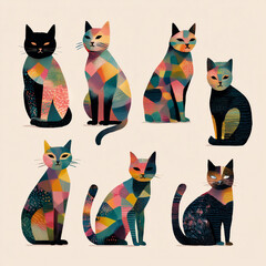 set of funny cats