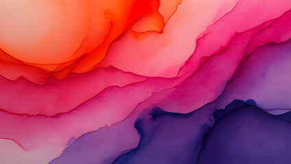 Vibrant abstract alcohol ink background with warm to cool color gradient