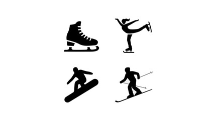 Silhouettes of winter sports icons