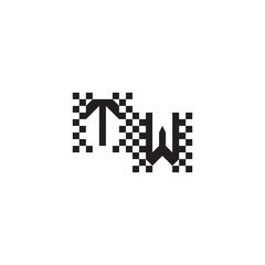Design Modern Abstract Bold TW Alphabet Logo Monogram Alphabet Initial Pixel Vector