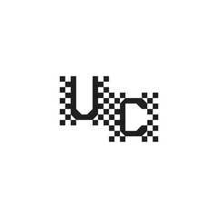 Design Modern Abstract Bold UC Alphabet Logo Monogram Alphabet Initial Pixel Vector