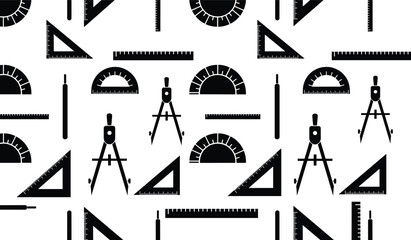 Vector set of drafting and geometry tools icons with rulers, protractors, set squares, compasses and drawing instruments for education and design