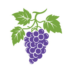 Fototapeta premium Grapes icon black and white background design. silhouette style, vector illustration.