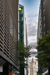 Modern Office Buildings And Tower Bridge In The City Center Of London, United Kingdom