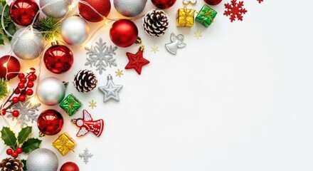 Christmas decorations on a white background.