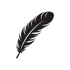 Obraz premium Feather icon. Black silhouette of a bird on a white background.