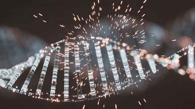 Dna helix gene genome strand science biology glowing digital dna helix genetic code molecular structure double helix futuristic