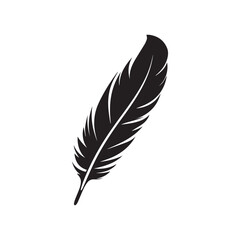 Fototapeta premium Feather icon. Black silhouette of a bird on a white background.