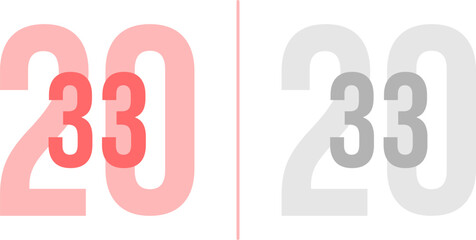 Abstract Grainy Gradient Year 2033 Pack. Isolated Modern New Year Future Concept Transparent Background