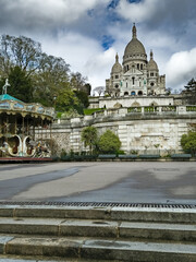 Basilica Sacre Coeur On Montmartre Hill In The City Of Paris In France