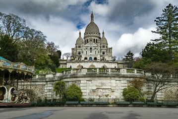 Basilica Sacre Coeur On Montmartre Hill In The City Of Paris In France