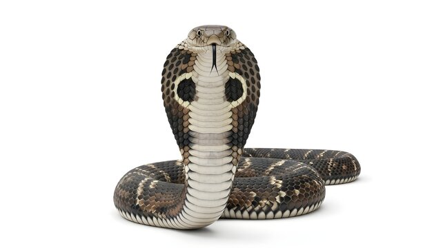 Indian cobra on white background