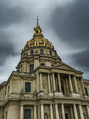 Golden Cupola Of The Invalides Dome - St. Louis Cathedral - With The Tomb Of Napoleon Bonaparte In Paris, France