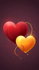 Red and Gold Hearts Illustration &ndash; Romantic Valentine Design